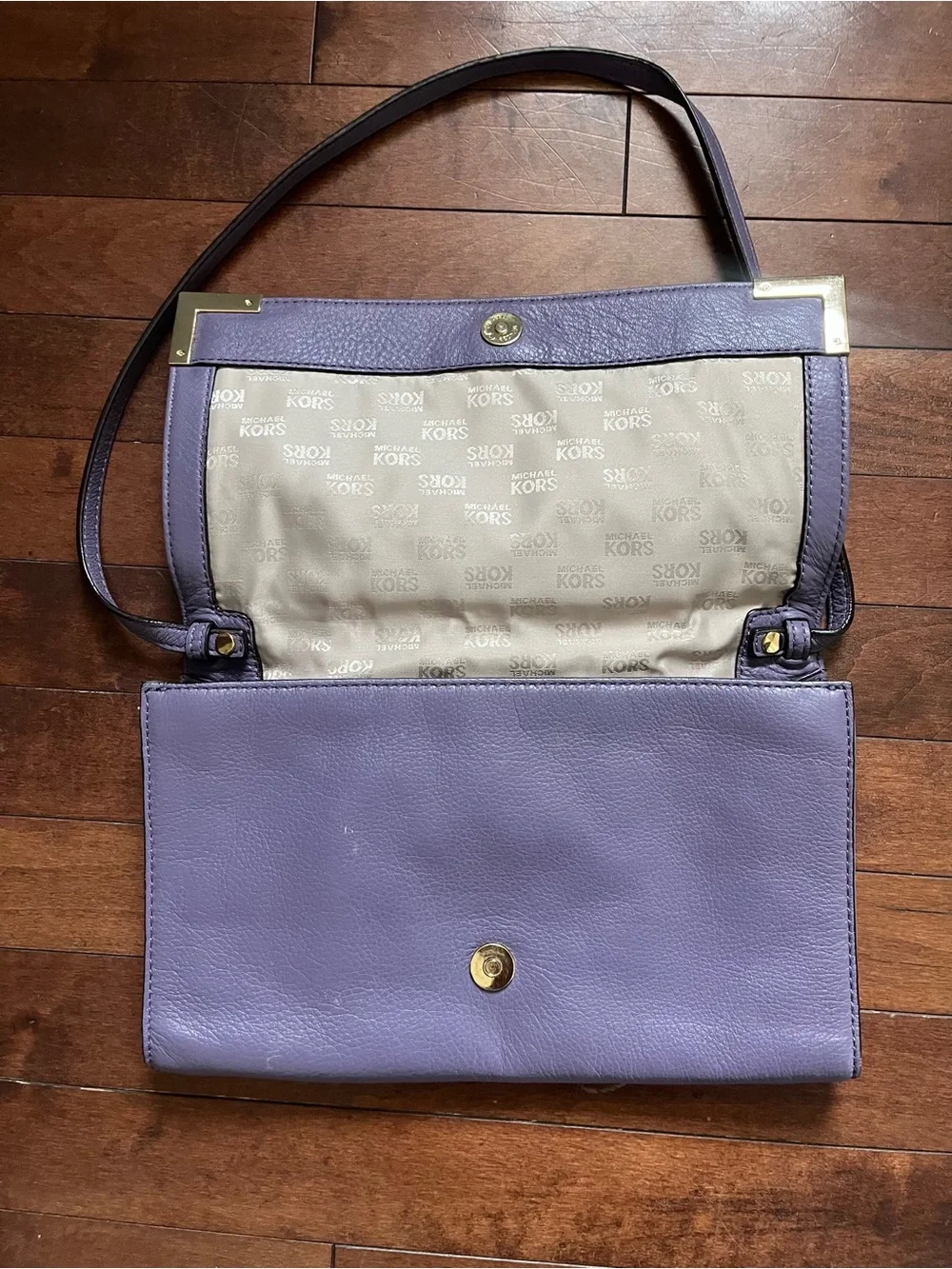Michael Kors Lavender Leather Crossbody with Gold Accents